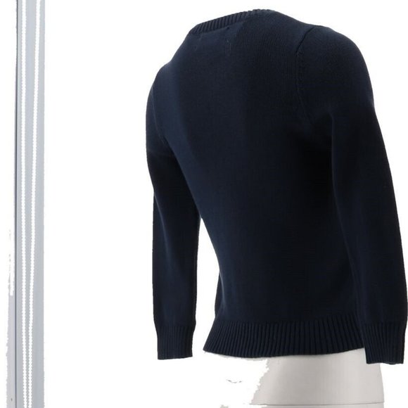 NWT LANDS' END UNIFORM GIRL'S DRIFTER V-NECK SWEATER CLASSIC NAVY MEDIUM (10-12) - Picture 3 of 9